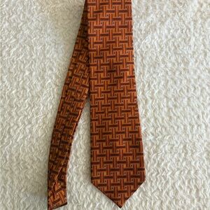Private Stock Men’s Silk Stylish Orange Patterned Neck Tie
